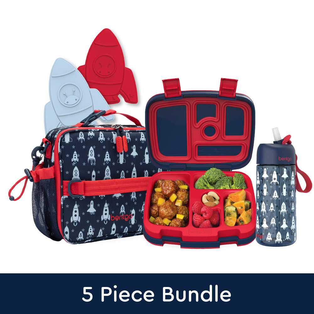 Bentgo Kids Prints Lunch 5-Piece Set with Ice Packs - Space Rockets