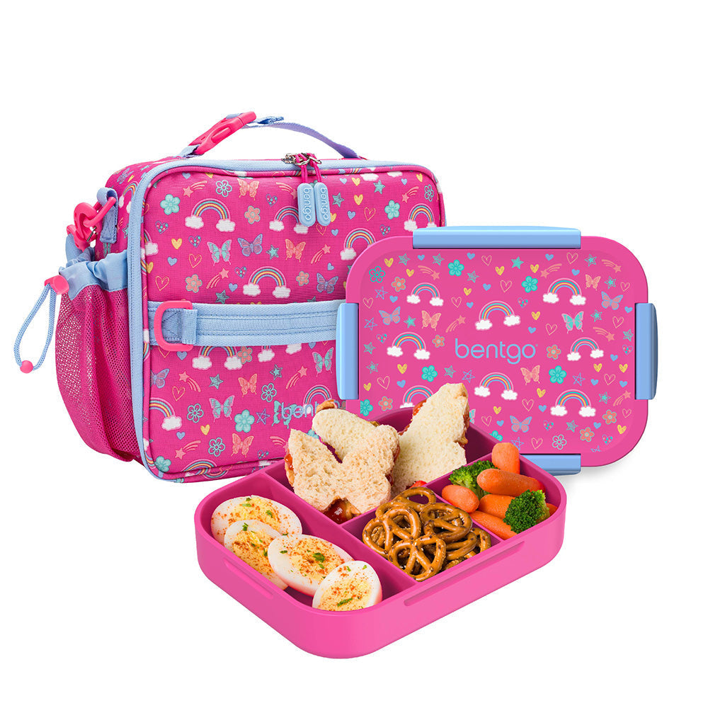 Bentgo Kids Snap & Go 2-Piece Lunch Set - Rainbows And Butterflies
