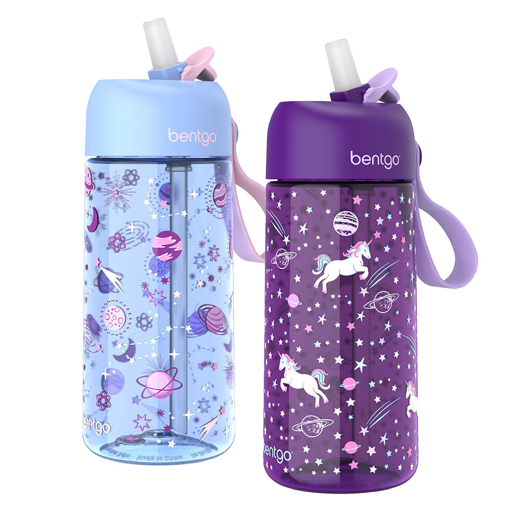 Bentgo Kids Prints Water Bottle (2-Pack) - Unicorn/Lavender Galaxy